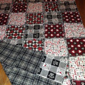 Handmade Rag Quilt Dog lover Paw Prints